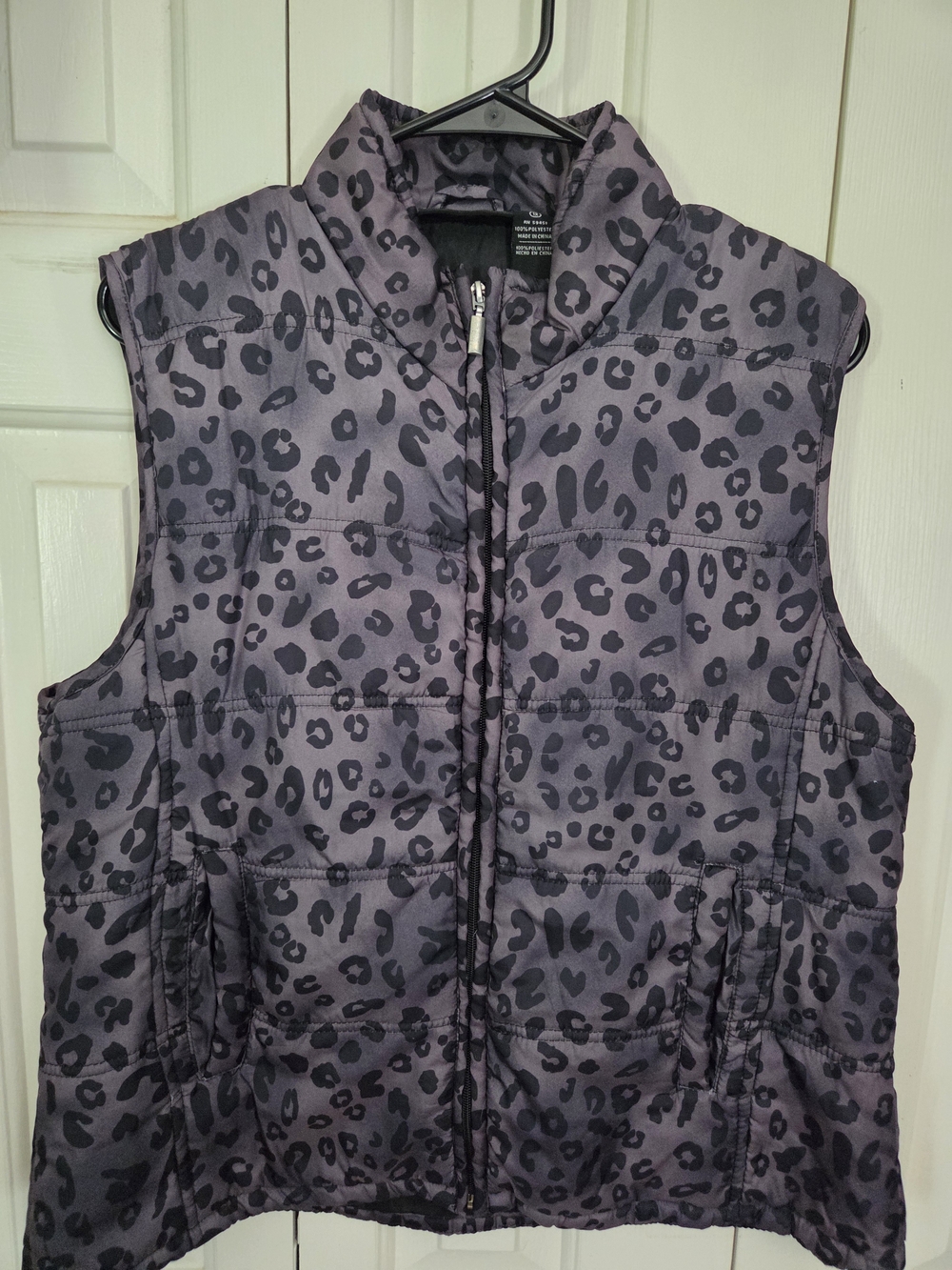 Jane Ashley Purple Leopard Quilted Puffer Vest